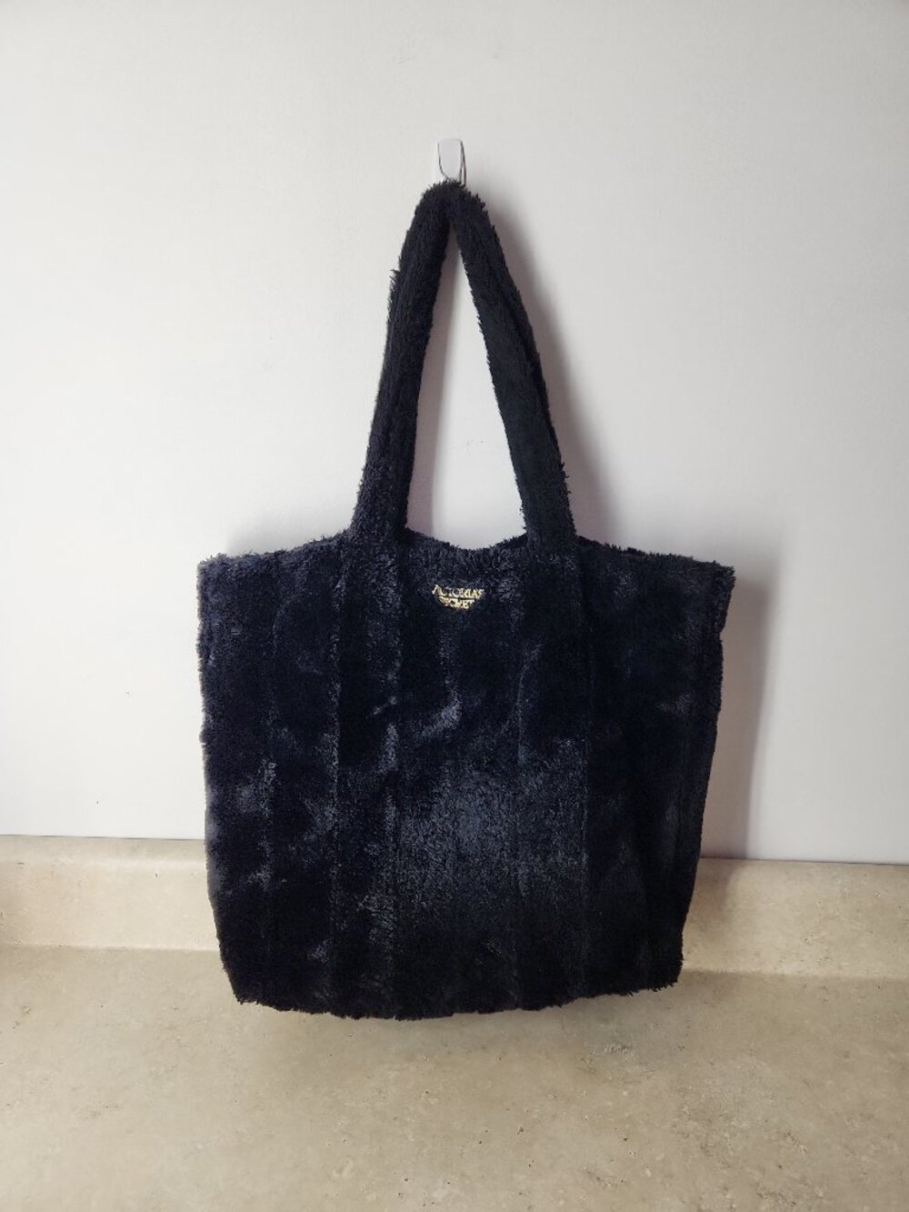 Victoria's Secret Limited Edition Black Faux Fur Carryall Tote shoulder Bag